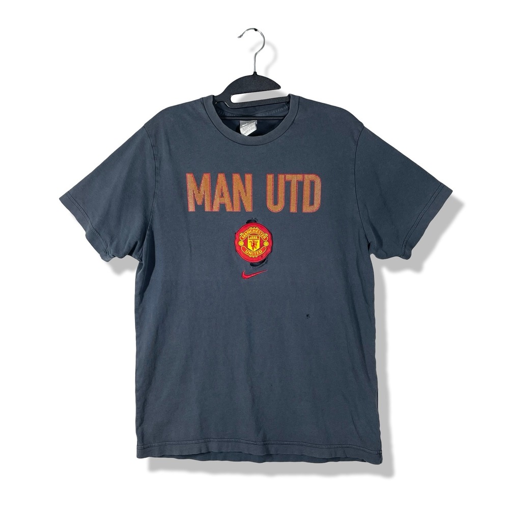 Nike Gray Tag Manchester United T Shirt Mens L Distressed Sporty Streetwear Y2K